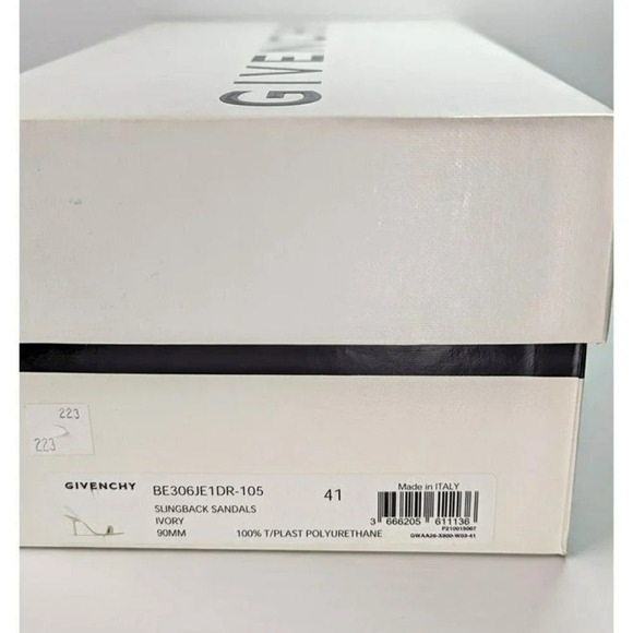 Givenchy Chain Embellished G Woven Ivory Leather Heel Sandals Size 41 MSRP $925 - Picture 12 of 13